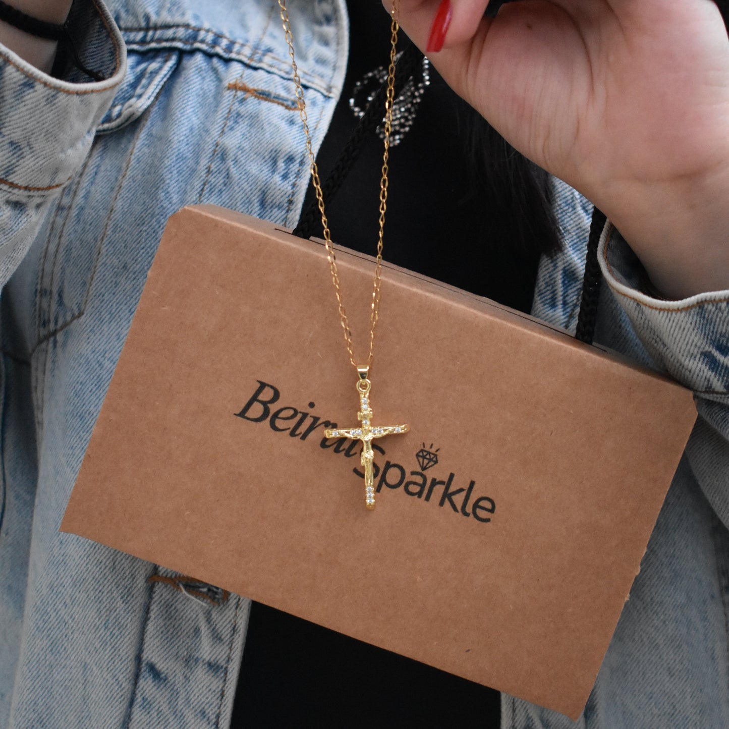 Crucifix Gem Necklace