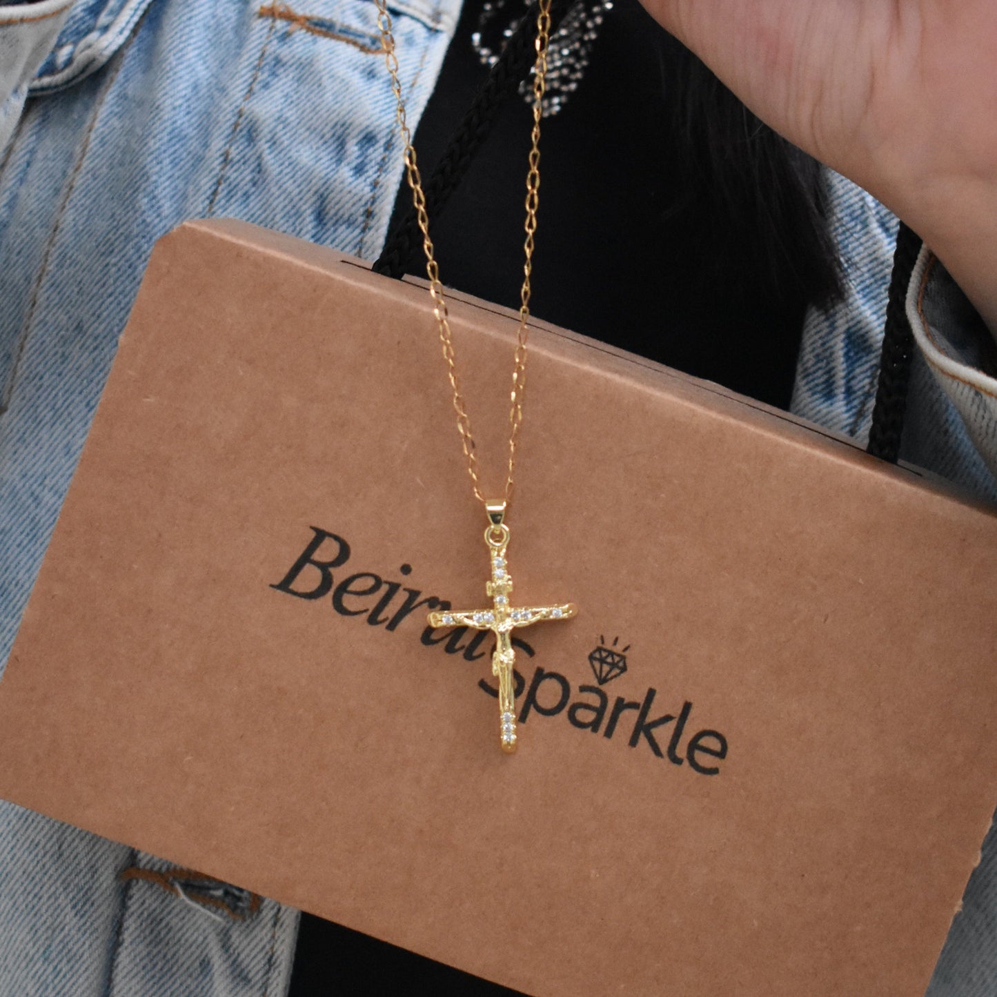Crucifix Gem Necklace