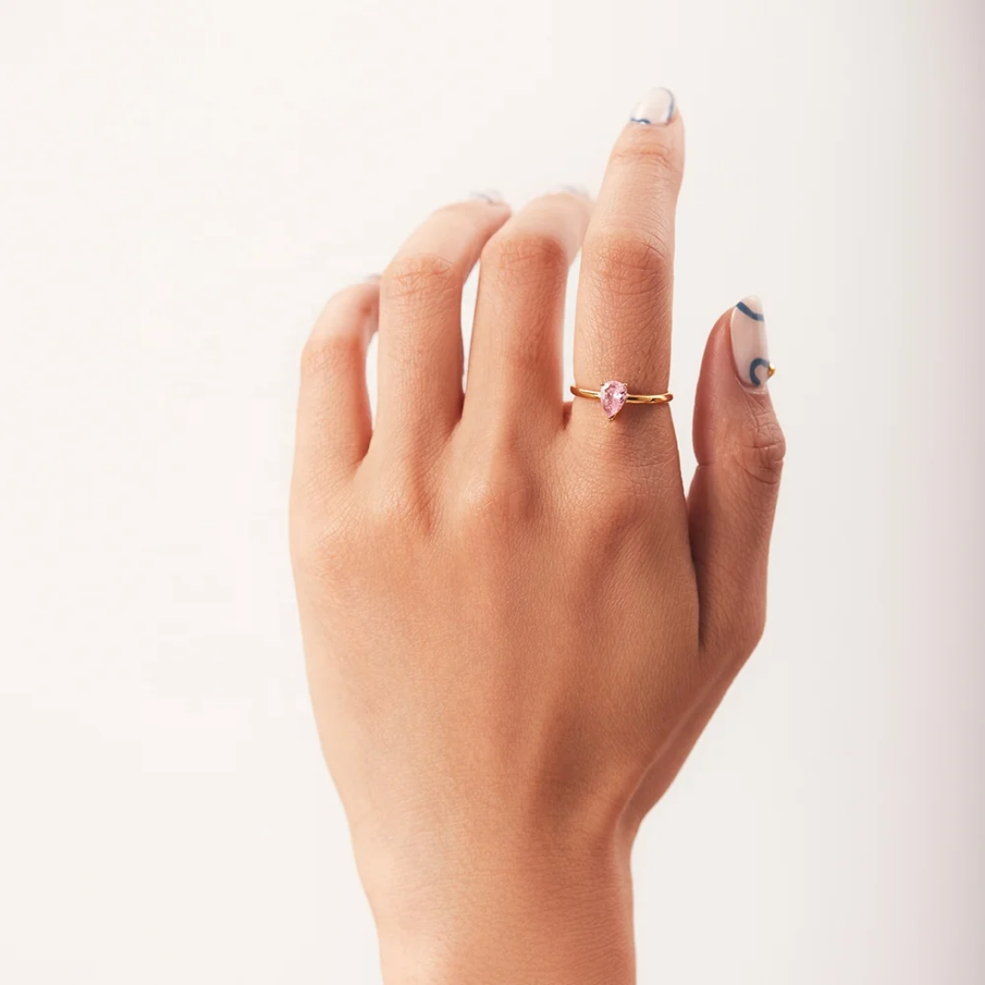 Pink pear ring