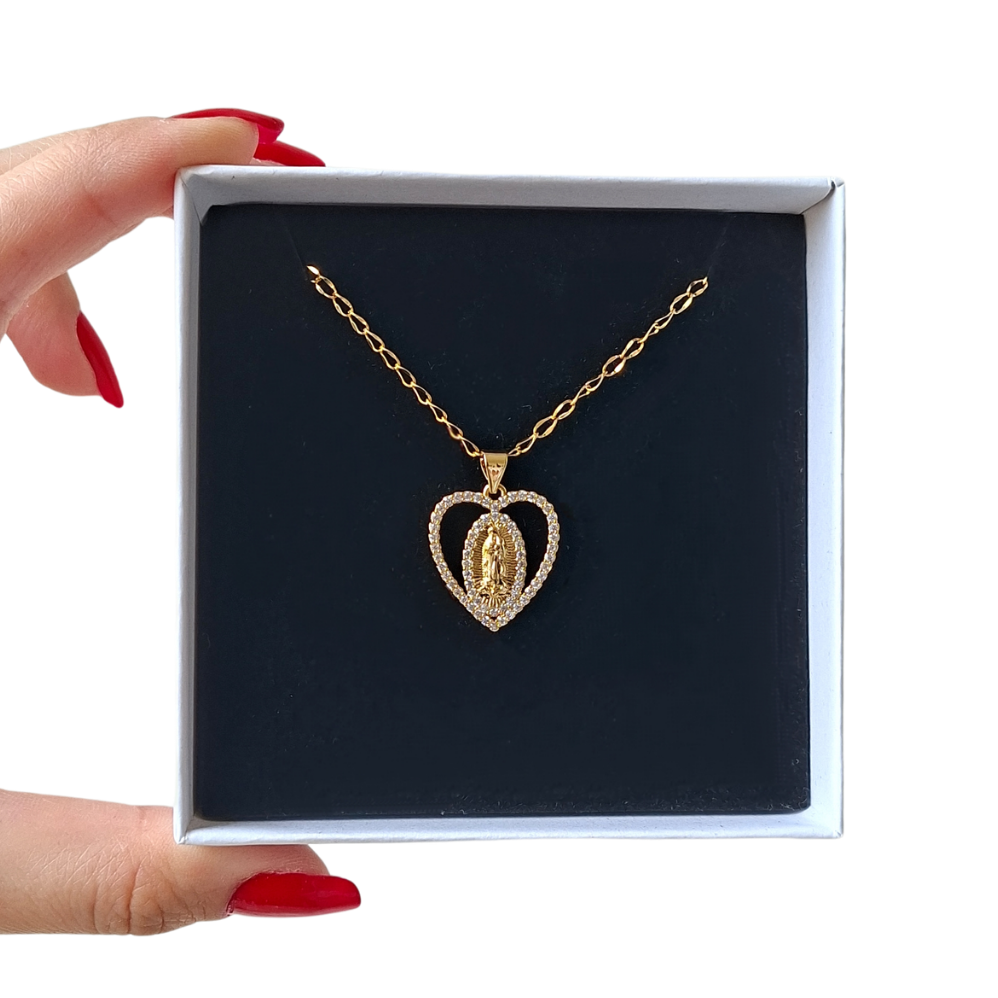Virgin Mary Heart Necklace