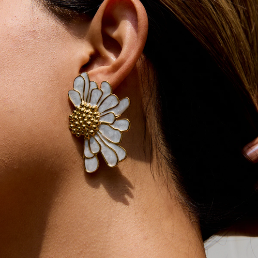 White Floral earrings