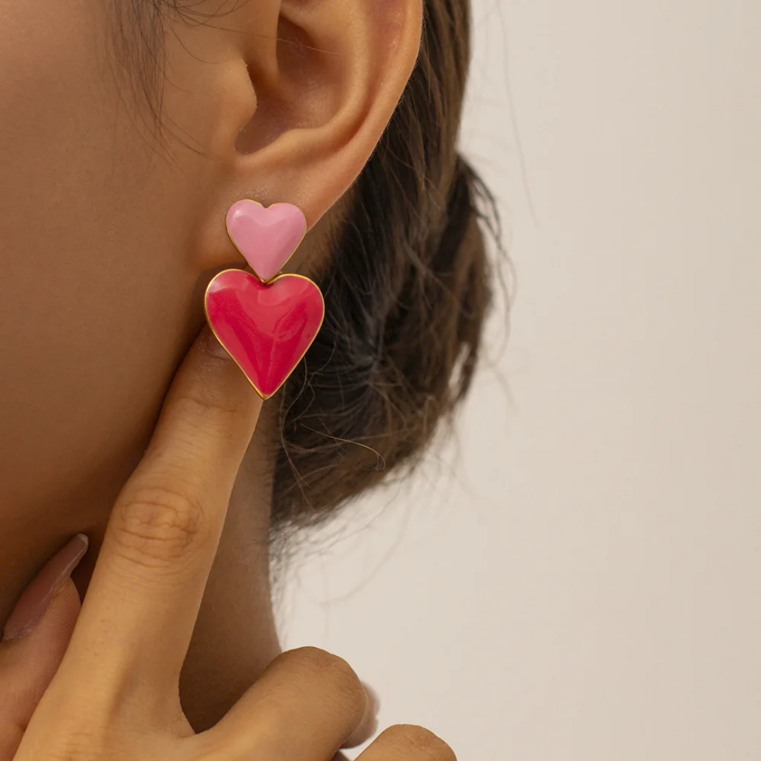 Pink Hearts Earrings