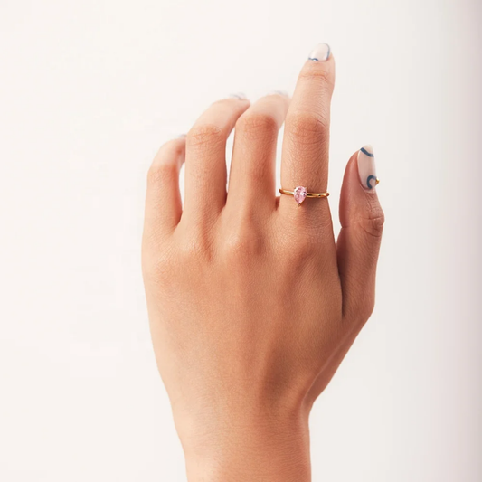 Pink pear ring