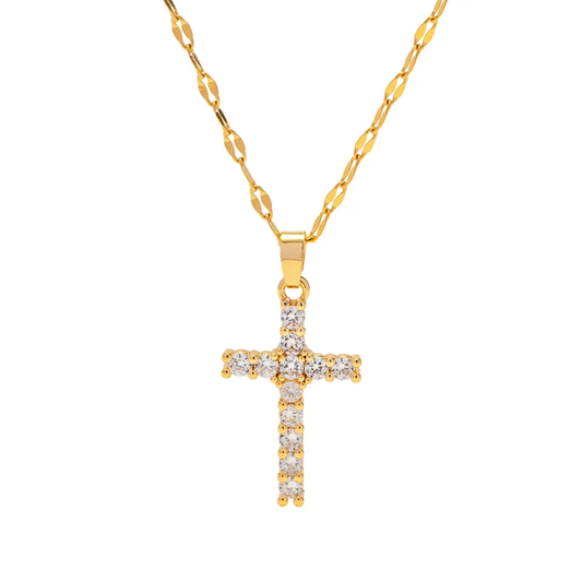 Simple Gems Cross Necklace