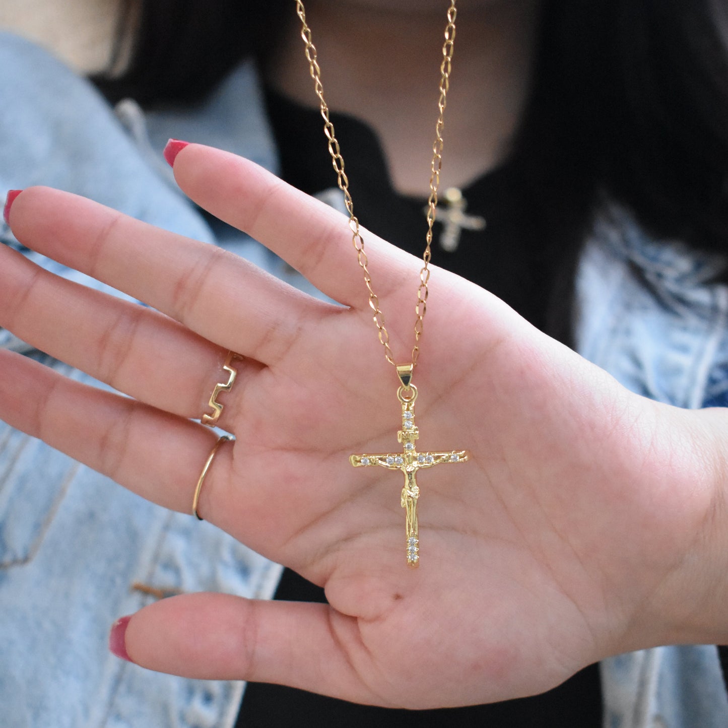 Crucifix Gem Necklace